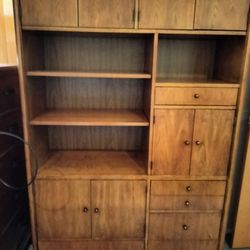 Stanley Vintage Wall Unit Mcm Bar & Drawers