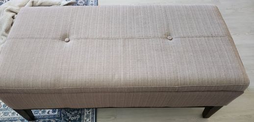 Beige Tufted Storage Ottoman Bench – Hidden Storage