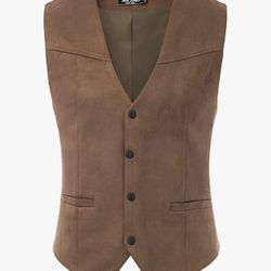 Vest Suede Leather Slim Fit L