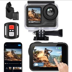 icefox Action Camera 4K 60FPS 30MP with 2X 2150mAh Batteries, Underwater Camera with 5X Zoom, EIS, Powered by Snappro App,Support Video&Photo Editing,