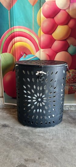 Laundry Hamper 20” Black Steel With Flip Top Lid  (Sunrise)