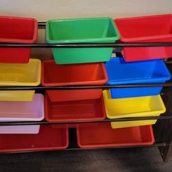 Toy Organizer Shelf With Bins
