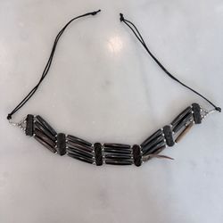 Choker Necklace Buffalo Bone 4 Row Dark Brown Hairpipe Native Americn Style