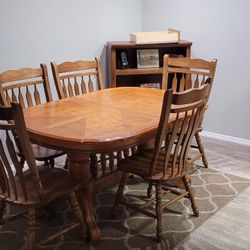 Dining Kitchen Table 6 Chairs With Cupboard Cabinet 