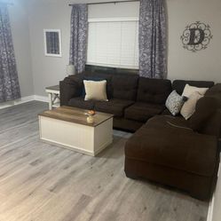 Brown 2 Piece Sectional Couch