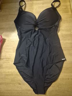 Black One-Piece Swimsuit with Keyhole Detail