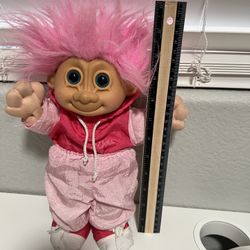 Vintage Russ Troll Kidz I LOVE YOU Plush Doll Pink Hair Full Outfit 