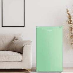 🔥 3.2 Cu.Ft Mini Fridge with Freezer, Single Door Mini Fridge, Dorm Fridge, Adjustable Thermostat, Mini Refrigerator for Bedroom, Office, Dorm, Green