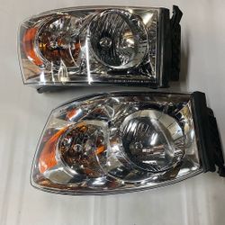 LA Zona Auto Parts 2006 to 2008 Dodge Ram OEM STYLE Chrome Headlights Luces Micas Cromadas