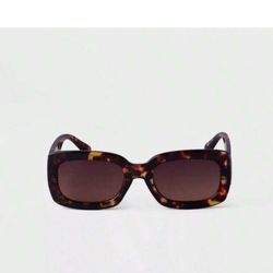 Piranha Glamour Square Sunglasses with Demi Retro Frame and Brown Gradient (S30)