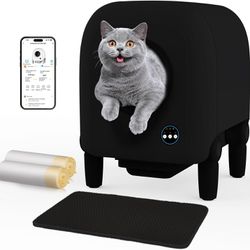 Automatic Cat Litter Box with Top-Loading Litter Addition- Self Cleaning Cat Litter Box with Odor-Elemination&Weight Monitoring Function, APP Control 