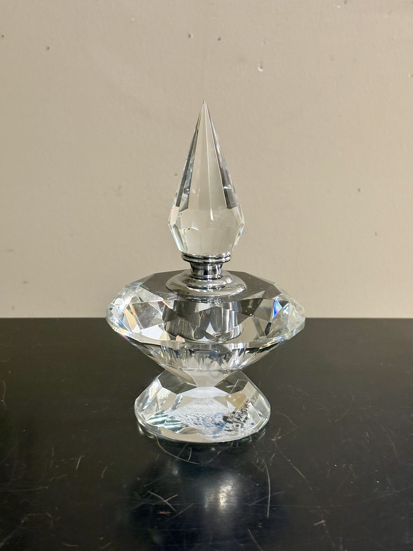 Heavy Crystal Perfume Bottle Decor 7” NEW
