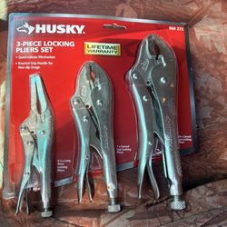 Husky Locking Pliers Set (3- Piece)