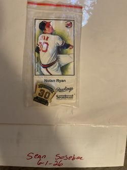 Nolan Ryan No Hitter #1 Pin & Card 1973 Angels 3 Royals 0 Rawlings Sportmart