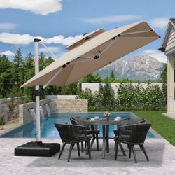 PURPLE LEAF 9ft  Best Square Cantilever Pool Umbrella Outdoor Patio Sun Porch Umbrella