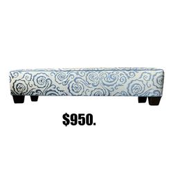 Scalamandre Cirrus Velvet Damask Upholstured Bench