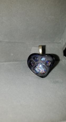 Handmade dog paw glass necklace