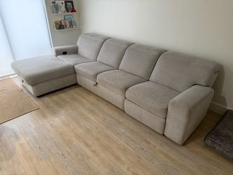 Callum Light Gray Storage Small Left Power Chaise Sleeper Sectional + right power reclining
