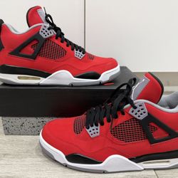 Men's Air Jordan 4 Retro Toro Bravo 308497-603 Fire Red White Black Cement Grey Size 12 Shoes Used w/ Box