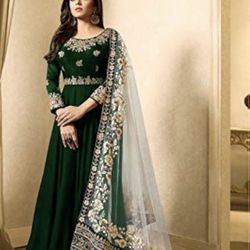 New Desiner Indian/Pakistani Ethnic wear Georgette Anarkali Gown LT (Green, SMALL-38)