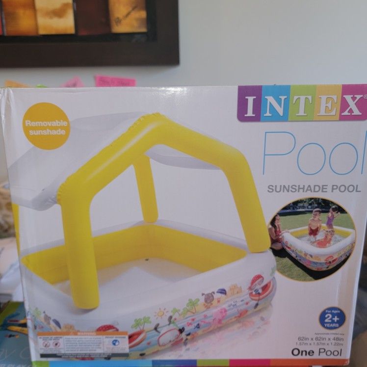 Intex Inflatable Ocean Scene Sun Shade Kids Swimming Pool with Canopy