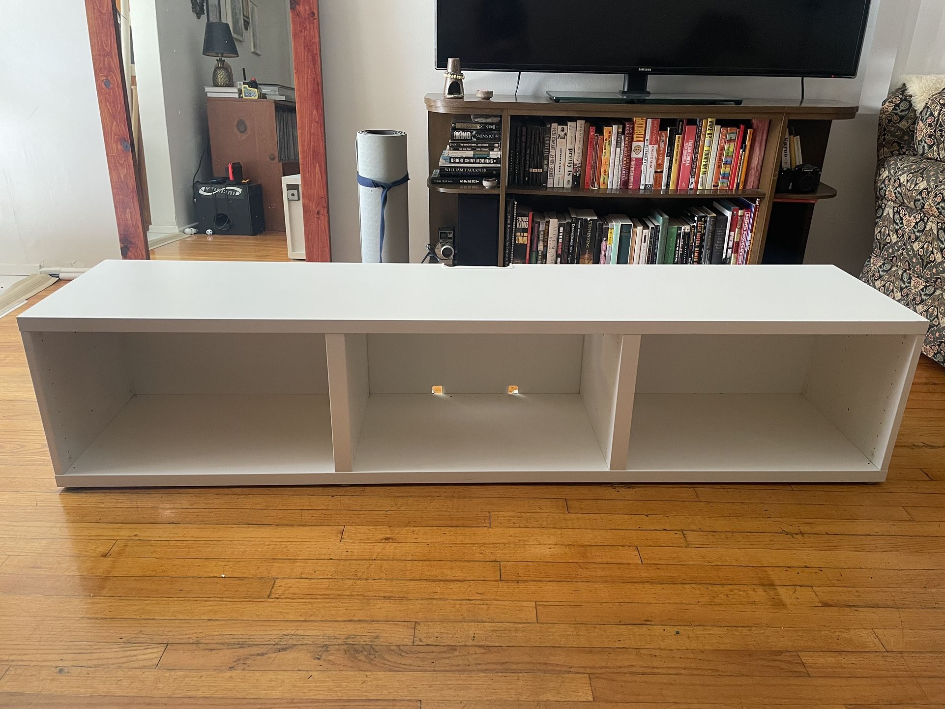 Ikea Besta TV Stand unit white low cabinet shelf storage bookcase bench