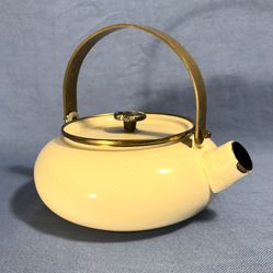 Vintage Enamel Metal Tea Kettle