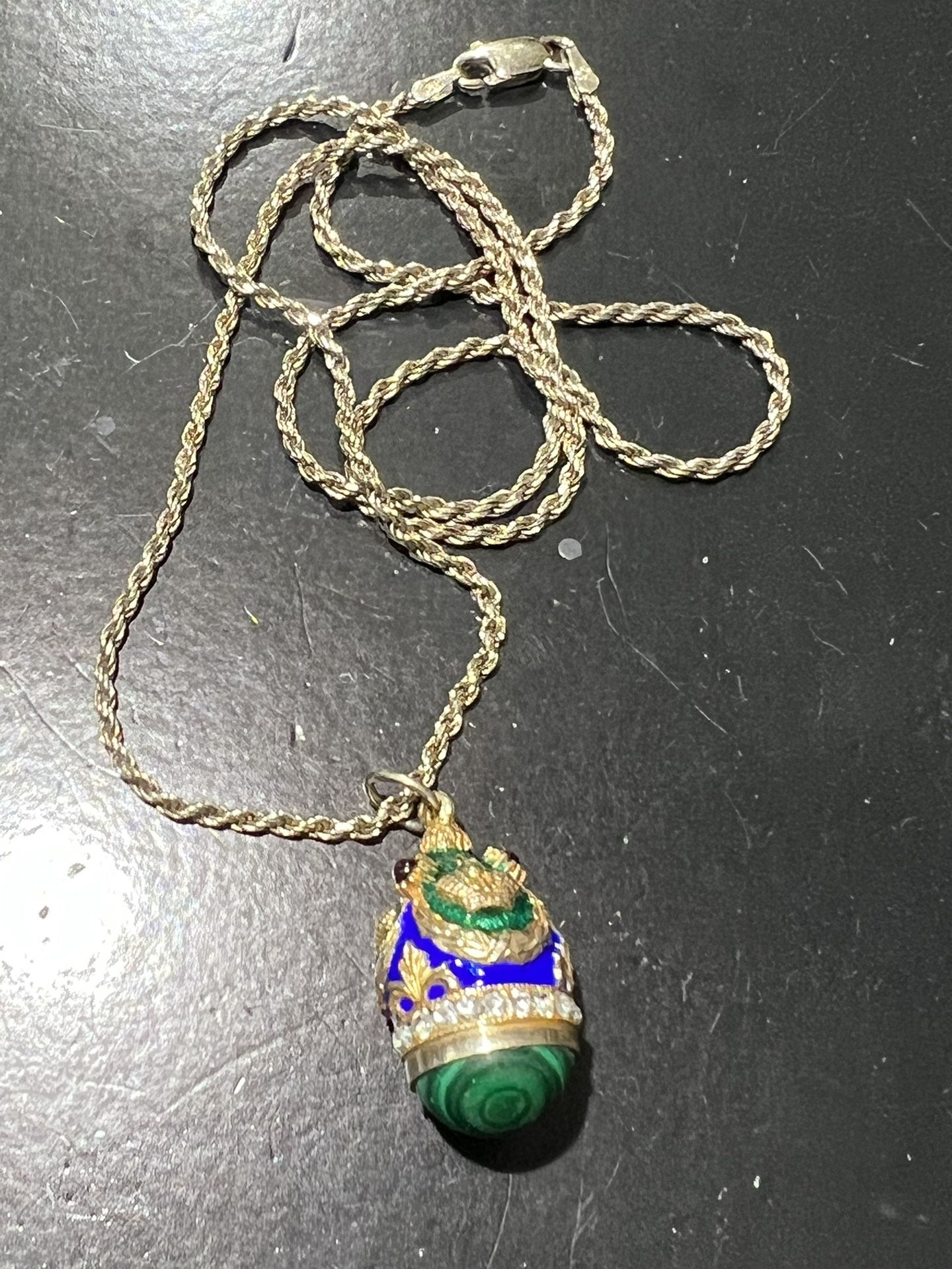 BEAUTIFUL STERLING SILVER FABERGE EGG PENDANT AND NECKLACE SIZE 20 