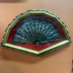 Antique Gold French Framed Shadowbox French Fan 