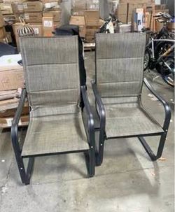 Assembled New Patio Dining Chairs Set of 2 Outdoor Padded Textilene Patio Chairs
