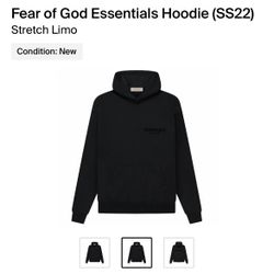 Essentials Fear Of God Hoodie Ss22 Black