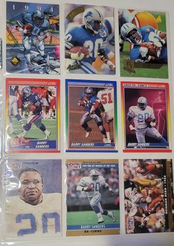 Barry Sanders NFL Trading Card Lot of 9