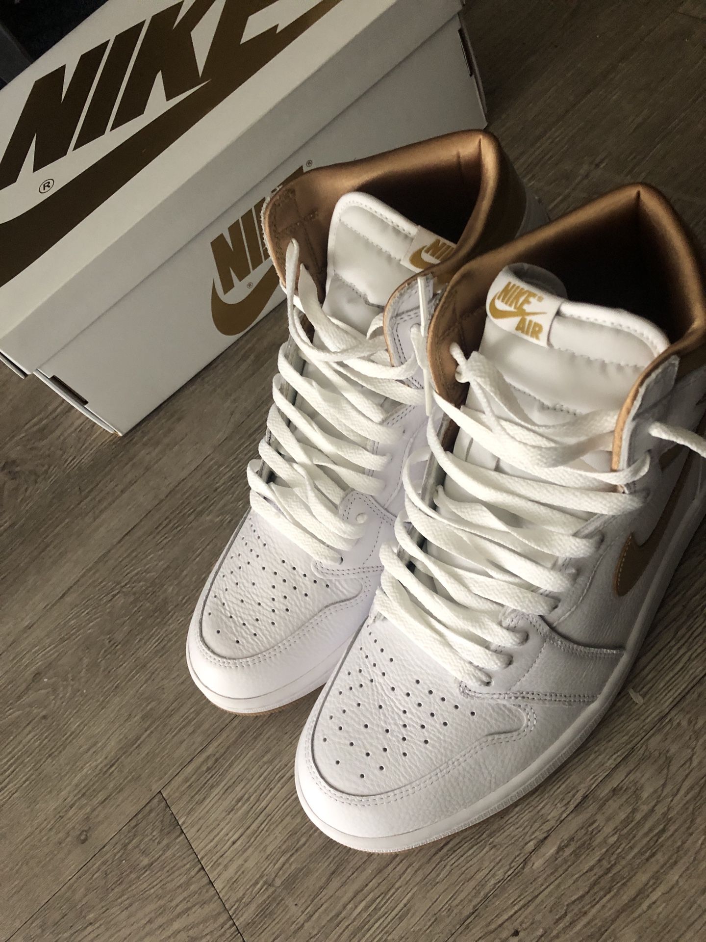 White and Gold Jordan 1s