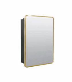 24 in. W x 30 in. H Rounded Corner Rectangular Brushed Gold Medicine Cabinet with Mirror
