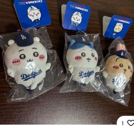 Chiikawa MLB TOKYO 2025 Dodgers Plush Mascot Set of 3 Chiikawa Hachiware Usagi (3pcs Deal)