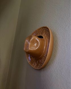 Three 8” Ceramic Cowgirl Hat Vases
