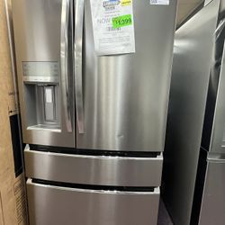 Refrigerator 36’ Wide 4-door Frigidaire Stainless Steel New Scratch Dents 