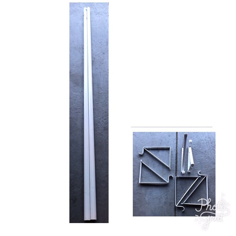 2 Steel poles and 6 brackets: was used in my closet