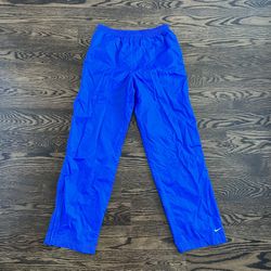 Vintage 1990s 90s Nike Women’s Athletic Windbreaker Nylon Blue Wide Leg Pants