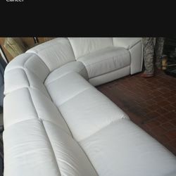 SECTIONAL GENUINE LEATHER RECLINER ELECTRIC ⚡ WHITE COLOR.. DELIVERY SERVICE AVAILABLE 🚚⚡🚚
