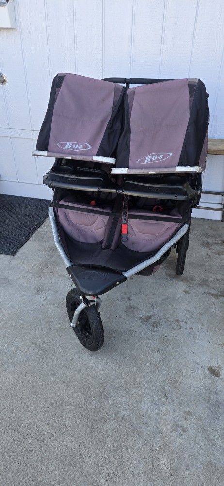 BOB Revolution SE Double Baby Jogging Stroller With Snack Tray 