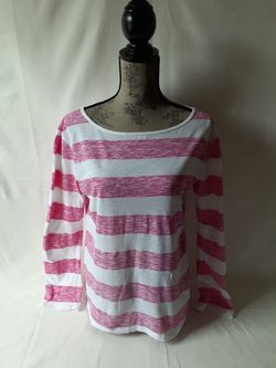 Calvin Klein women's pink stripe long sleeve tops size S