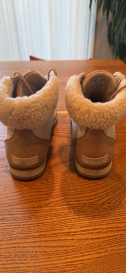 Sorel Harlow Lace Cozy Boots Women’s 9.5 Tan Leather Shearling Waterproo