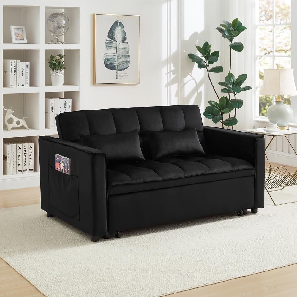 New Black Love sleep Convertible Sleeper Sofa Bed 