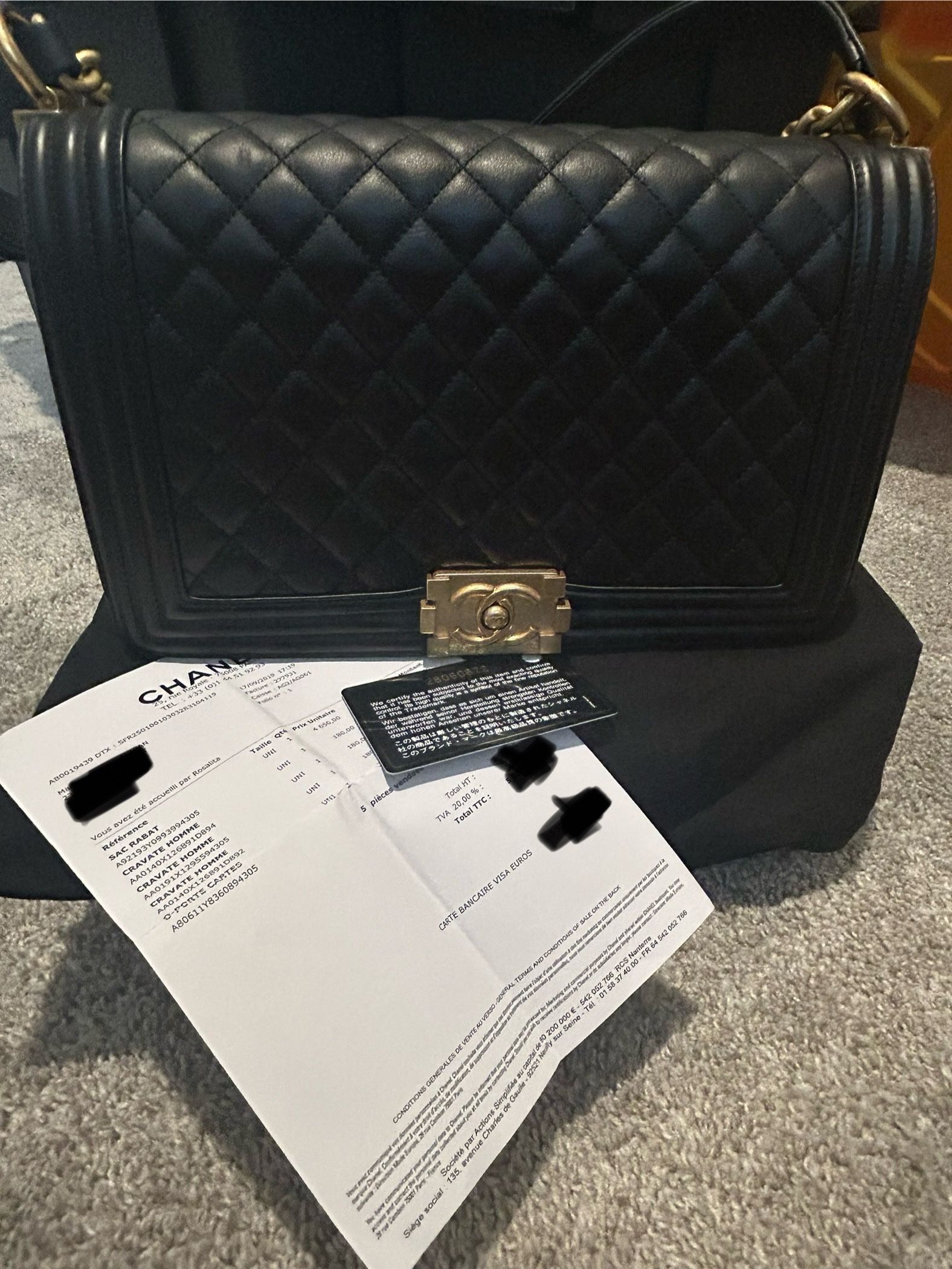 Chanel Black Lambskin New Medium Boy bag with Gold Hardware