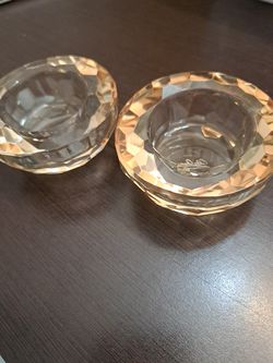 Amber Crystal Votive Candle Holder Set Of 2 by Oleg Cassini