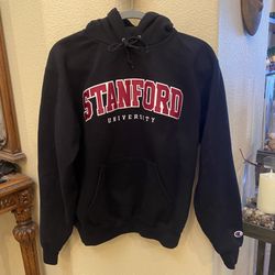 CHAMPION Eco Fleece Stanford University Black Hoodie Sweatshirt Size Small