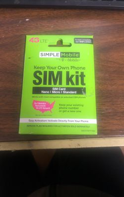Simple Mobile Keep Your Own Phone 3 In 1 Prepaid Sim Kit