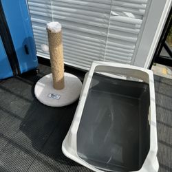 cat litter box and scratching post, all for $10!