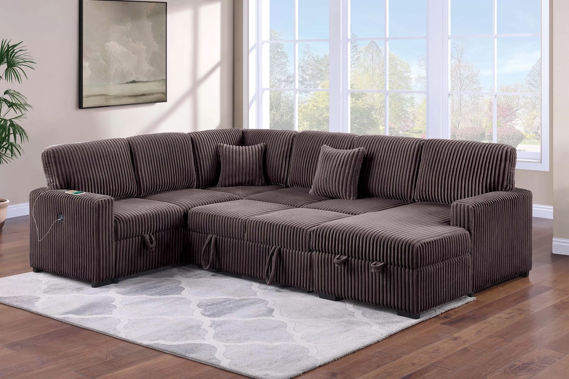 New X-Large Sleeper Sectional Couch With Storage And USB / Free Delivery 